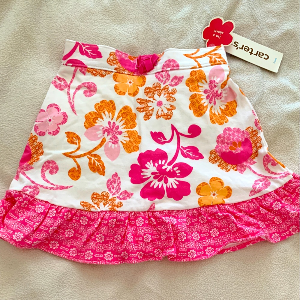 Carters pink and orange flower active skort